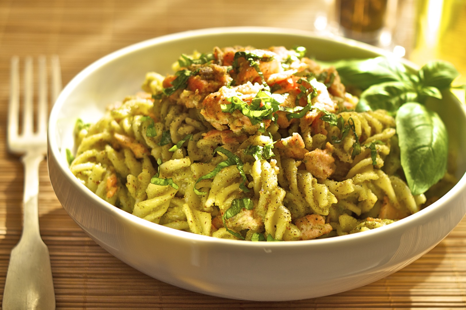Inflammation fighting Salmon Pesto Pasta (GF)