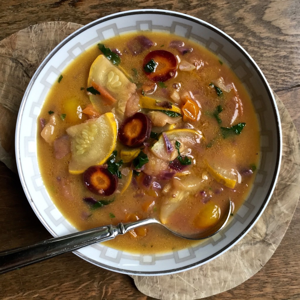 Autumnal garden vegetable soup