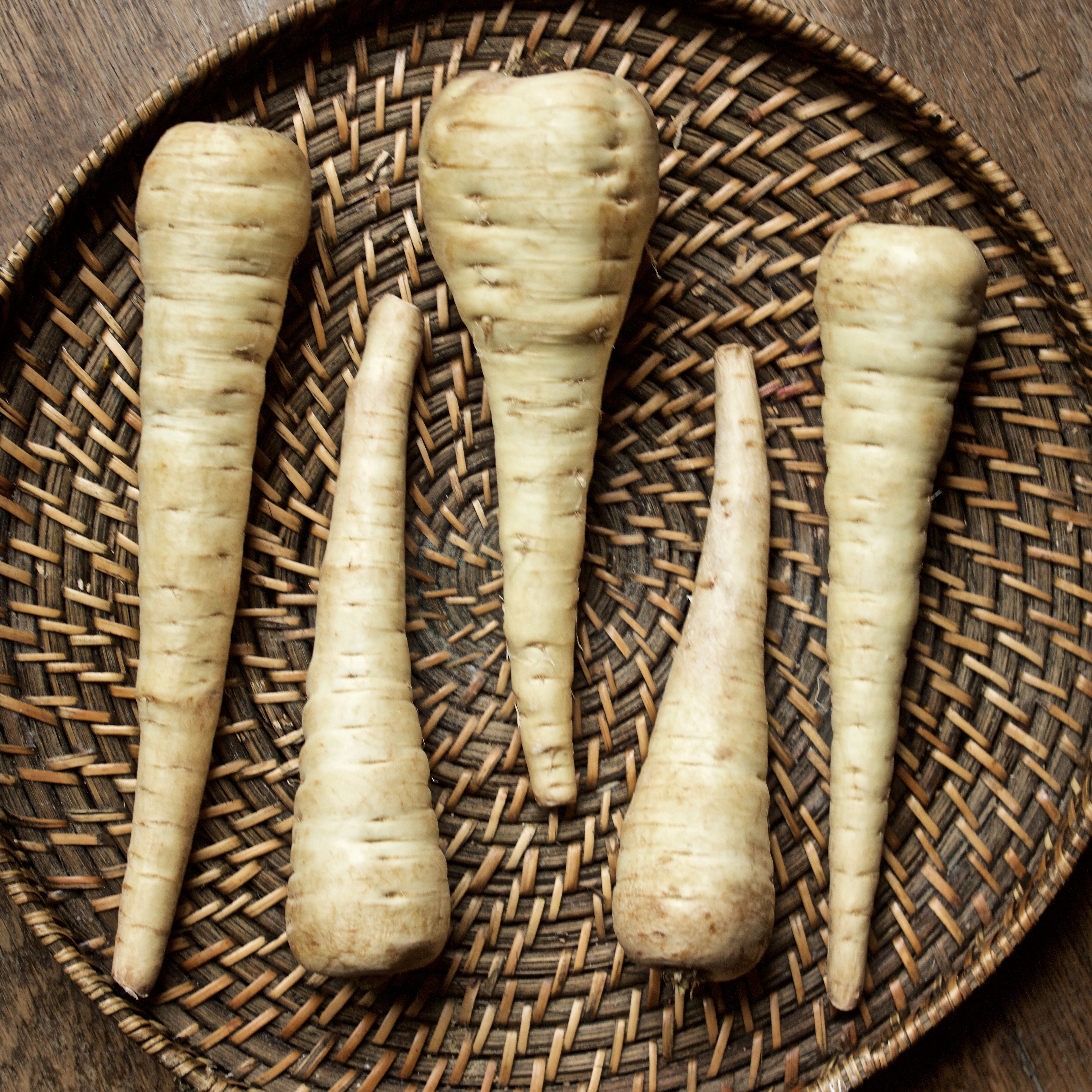 parsnips on wood floor
