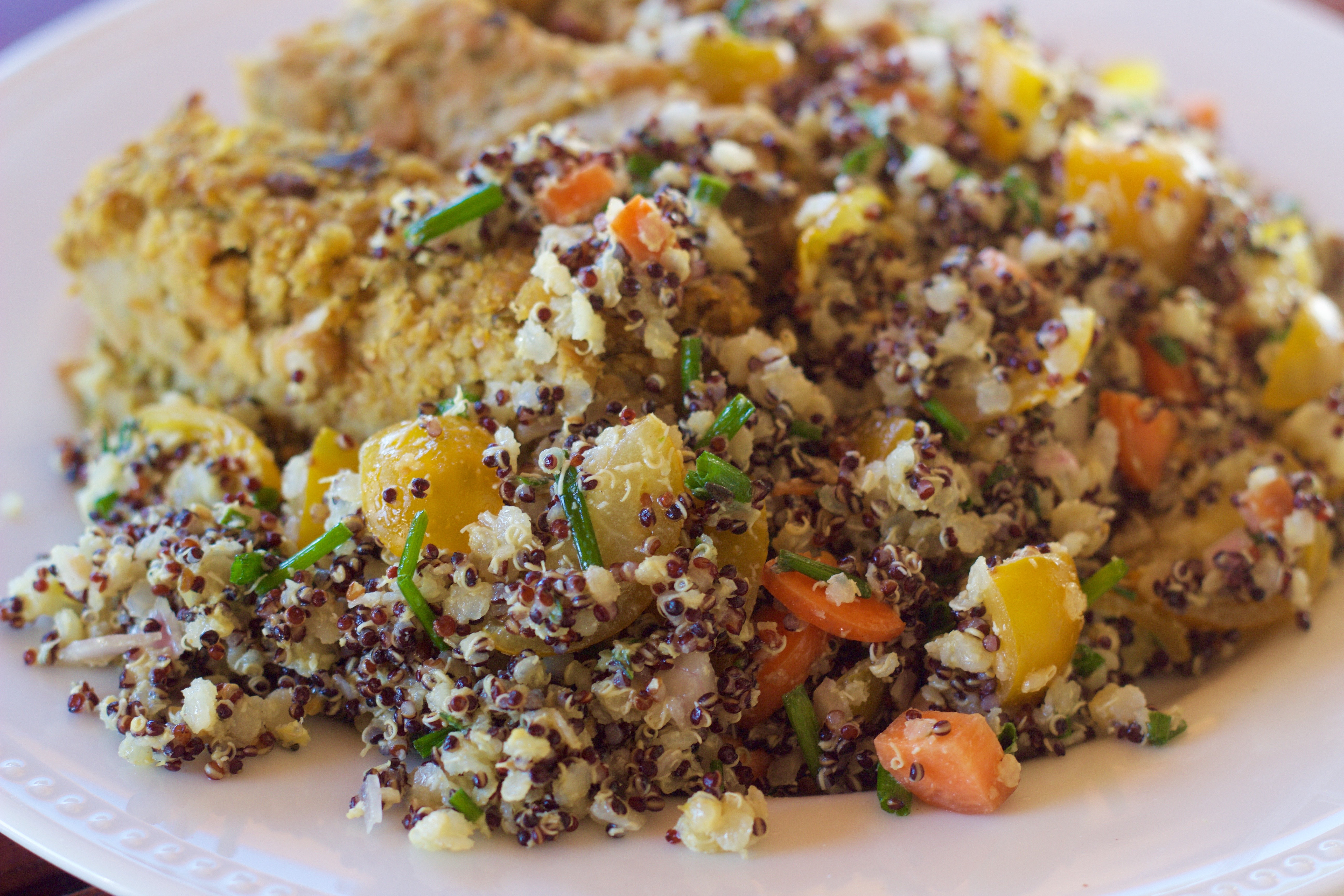 vegan christmas loaf with herbed quinoa